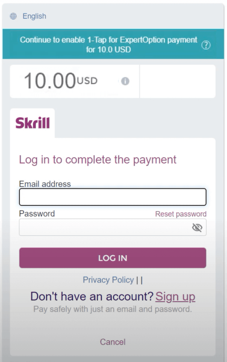 Deposite dinheiro em ExpertOption via cartões bancários (Visa / Mastercard), pagamentos eletrônicos (Skrill, Neteller) e criptomoeda na África do Sul Deposite dinheiro em ExpertOption via cartões bancários (Visa / Mastercard), pagamentos eletrônicos (Skrill, Neteller) e criptomoeda na África do Sul