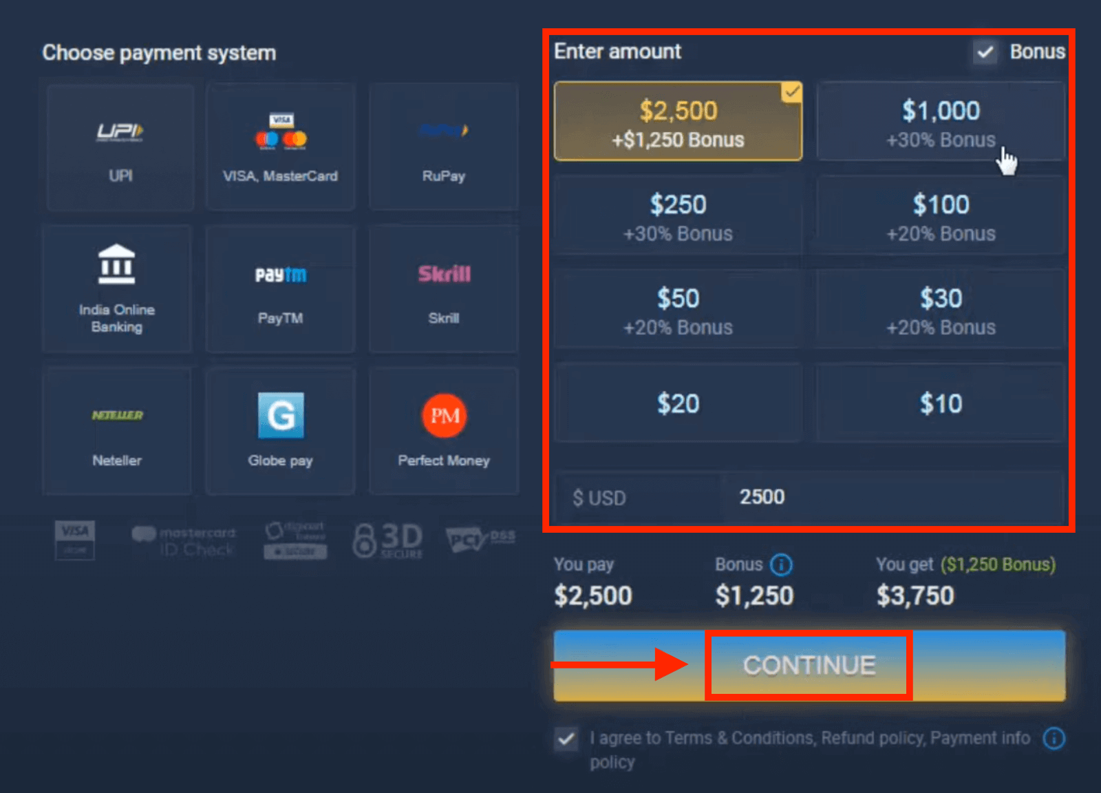 Gửi tiền vào ExpertOption qua Thẻ ngân hàng (Visa / Mastercard), thanh toán điện tử (UPI, RuPay, Skrill, Neteller, PayTM, Globe pay, Perfect Money) và tiền điện tử ở Ấn Độ Gửi tiền vào ExpertOption qua Thẻ ngân hàng (Visa / Mastercard), thanh toán điện tử (UPI, RuPay, Skrill, Neteller, PayTM, Globe pay, Perfect Money) và tiền điện tử ở Ấn Độ