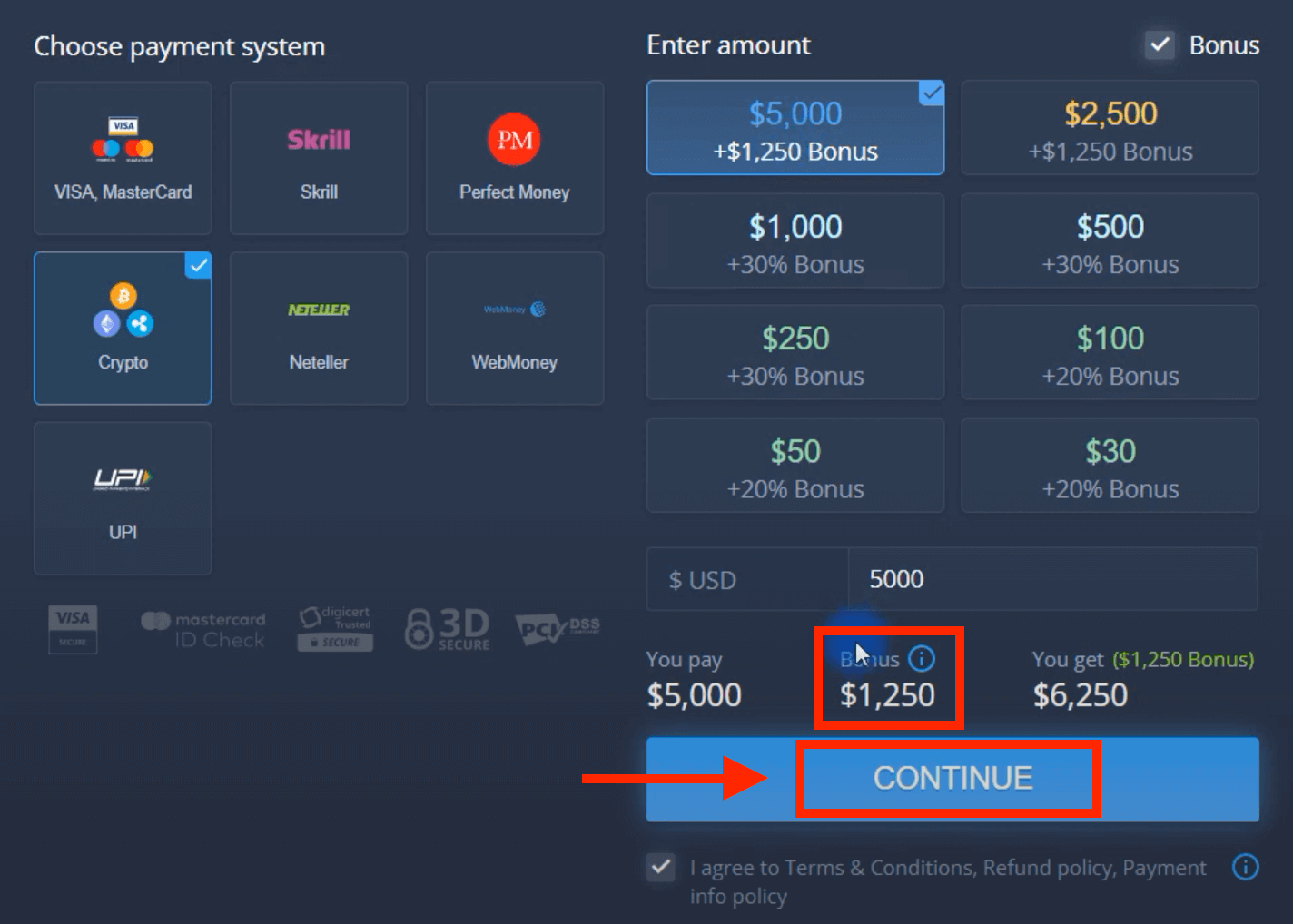 Gửi tiền vào ExpertOption qua Thẻ ngân hàng (Visa / Mastercard), thanh toán điện tử (UPI, RuPay, Skrill, Neteller, PayTM, Globe pay, Perfect Money) và tiền điện tử ở Ấn Độ Gửi tiền vào ExpertOption qua Thẻ ngân hàng (Visa / Mastercard), thanh toán điện tử (UPI, RuPay, Skrill, Neteller, PayTM, Globe pay, Perfect Money) và tiền điện tử ở Ấn Độ