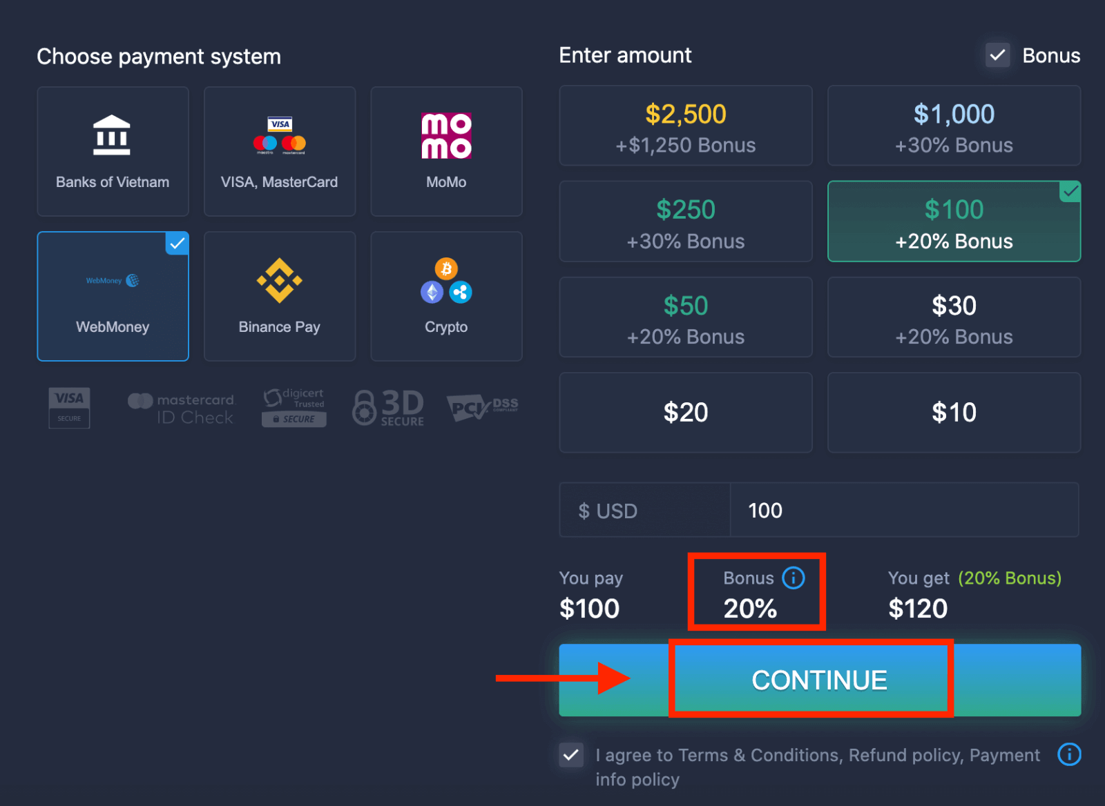 วิธีฝากเงินกับ ExpertOption