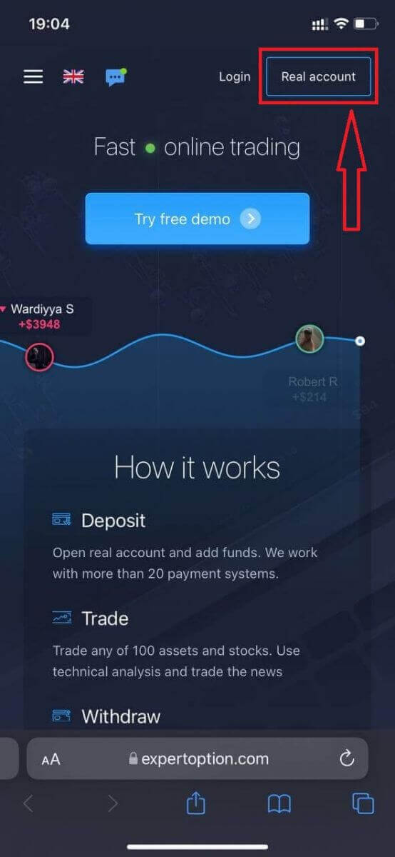 ExpertOption'a nasıl kayıt olunur? ExpertOption'a nasıl kayıt olunur?